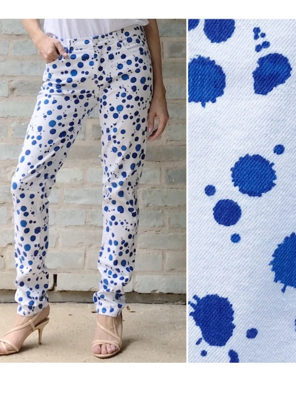 Kate Spade Jeans Spatter Paint White Blue Saturday 4